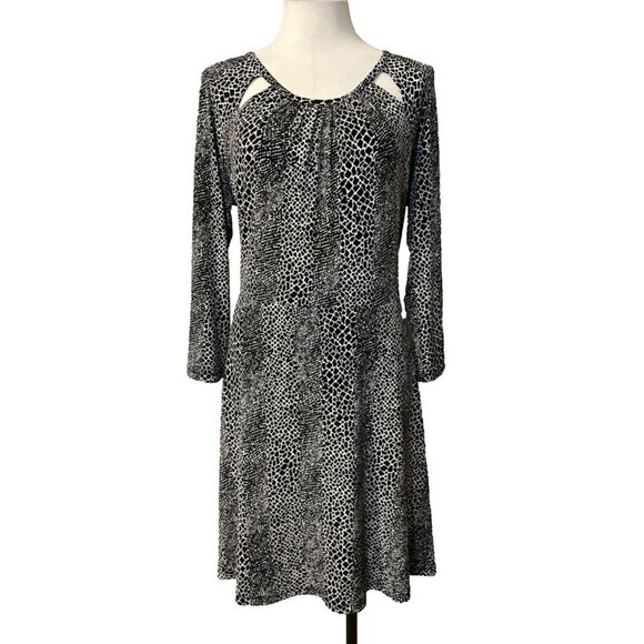 Michael Kors Dress XL Extra Large Black White Stretch A Line Washable NWT $98 - Picture 1 of 11